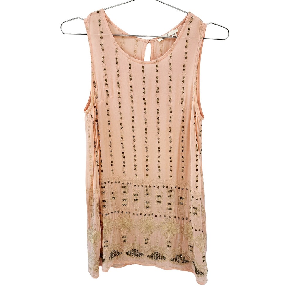 ANTHROPOLOGIE FLOREAT Odila Boho Fairy Embroidered Sequin Tank • 2 •‎ pink